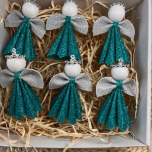 Csillámos dekorgumi angyalka – türkiz