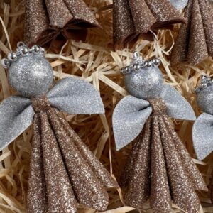 Csillámos dekorgumi angyalka – antik arany