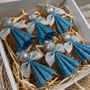 Csillámos dekorgumi angyalka - világoskék