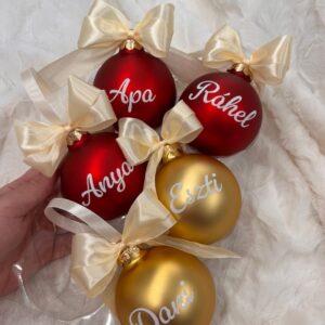 Névre szóló karácsonyfadísz 8 cm matt üveg gömb