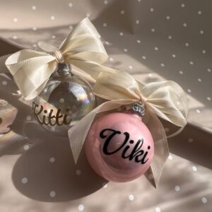 Névre szóló karácsonyfadísz 5,7 cm üveg gömb