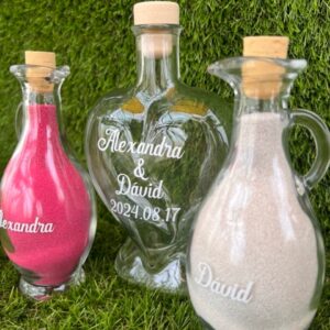 Üvegszív homokceremónia szett